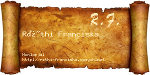 Réthi Franciska névjegykártya